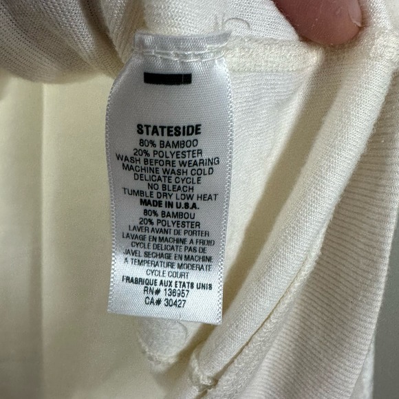 Stateside Medium Cream Velour Hoodie Hooded Sweatshirt - Picture 4 of 4